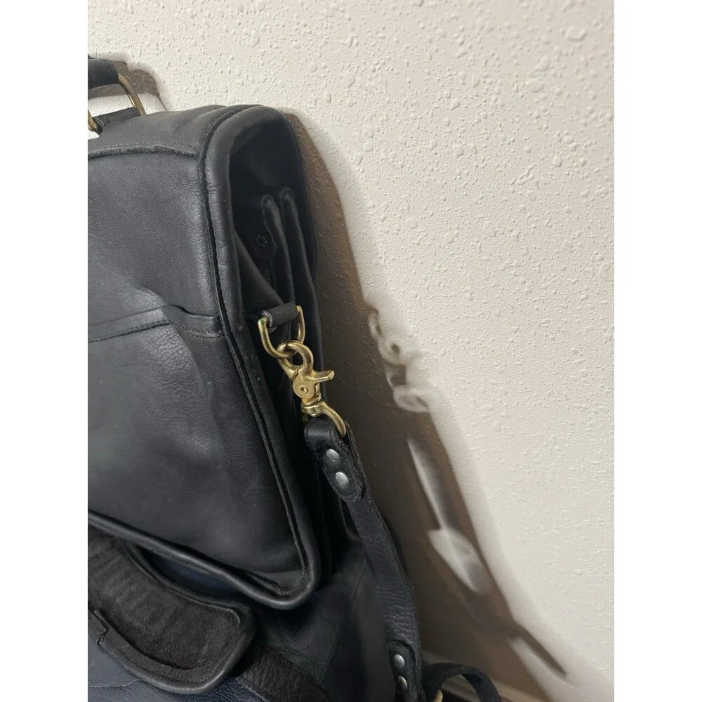 Woods Leather Office Bag Briefcase Black Shoulder Strap Travel